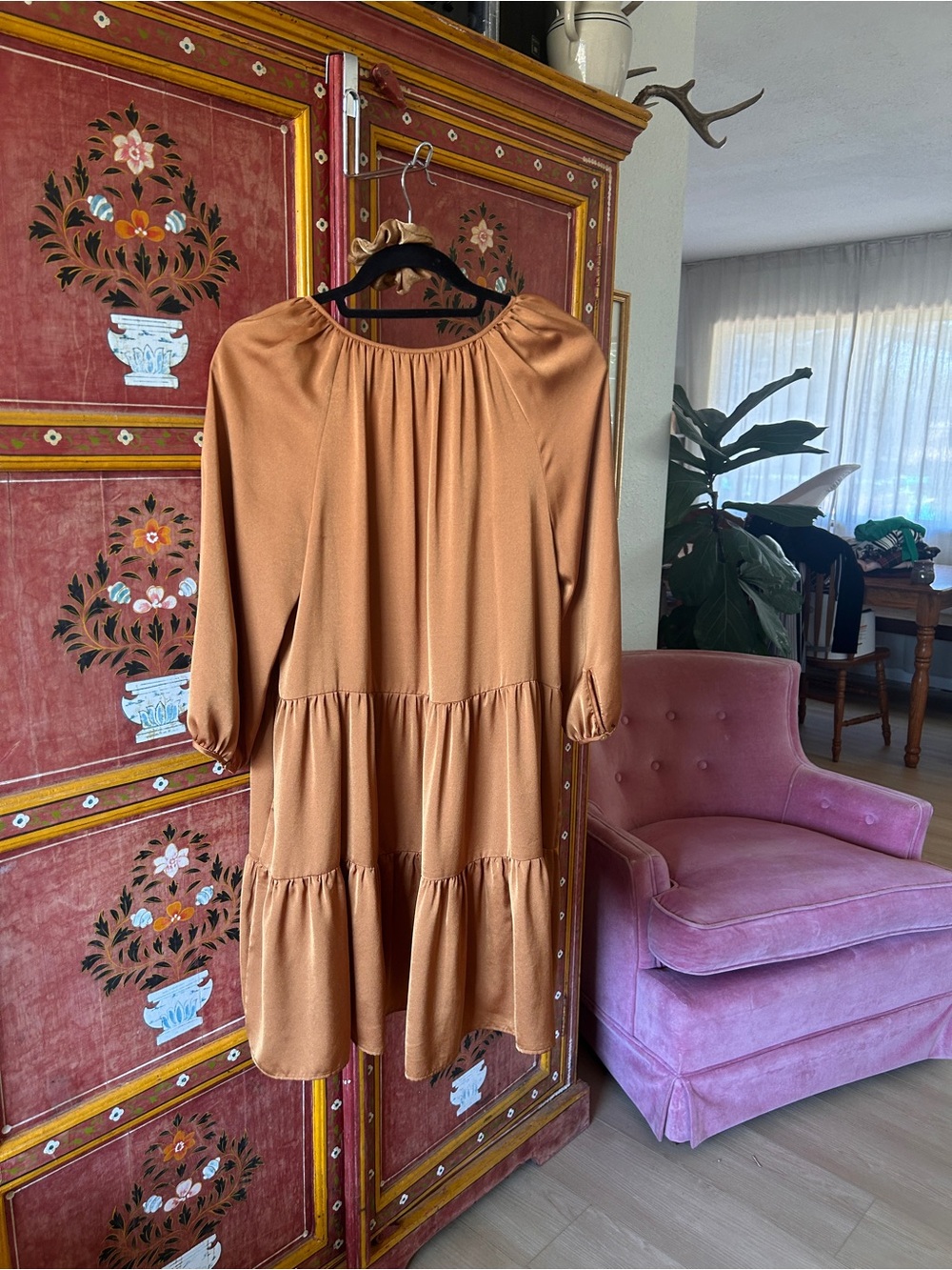 Banana Republic Satin Tiered Mini Dress in Copper - Picture 5 of 5